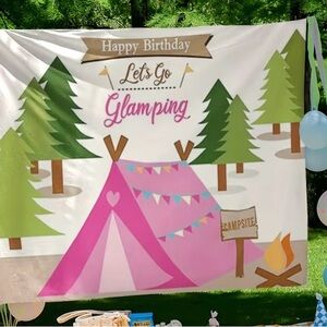 Camp theme birthday banner
